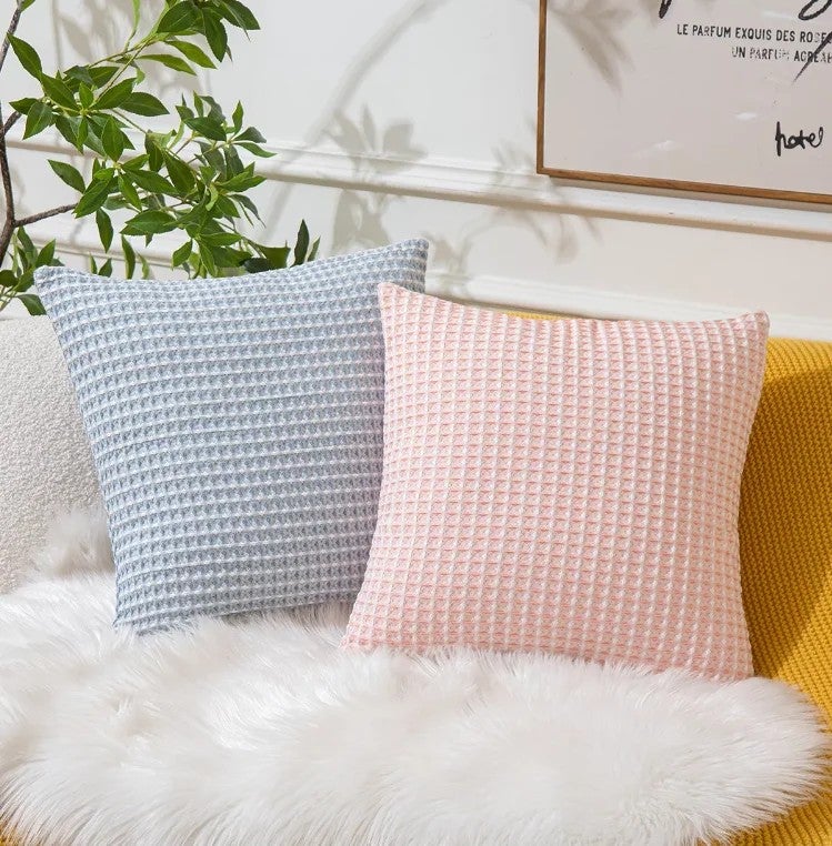 Y&D 100% Cotton Waffle Textured Decorative Cushion Cover  Elegant Home Decorative Solid Throw Pillow Covers for Bed Sofa - Image 2